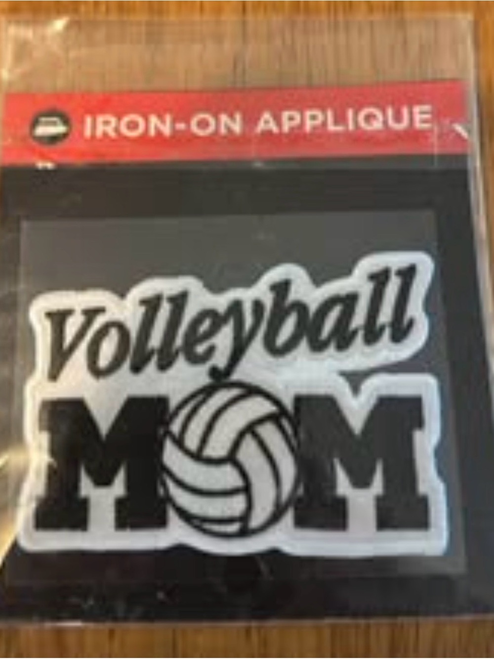 Volleyball Mom Iron-On Applique . 3” x 2.25”.